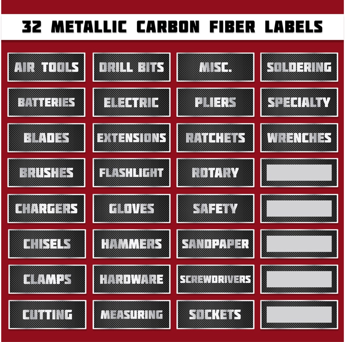 Metallic Tool Box Labels Etsy