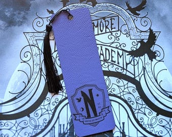 Wednesday Inspired Faux Leather Bookmark | Gothic Nevermore Academy Book Lover Gift