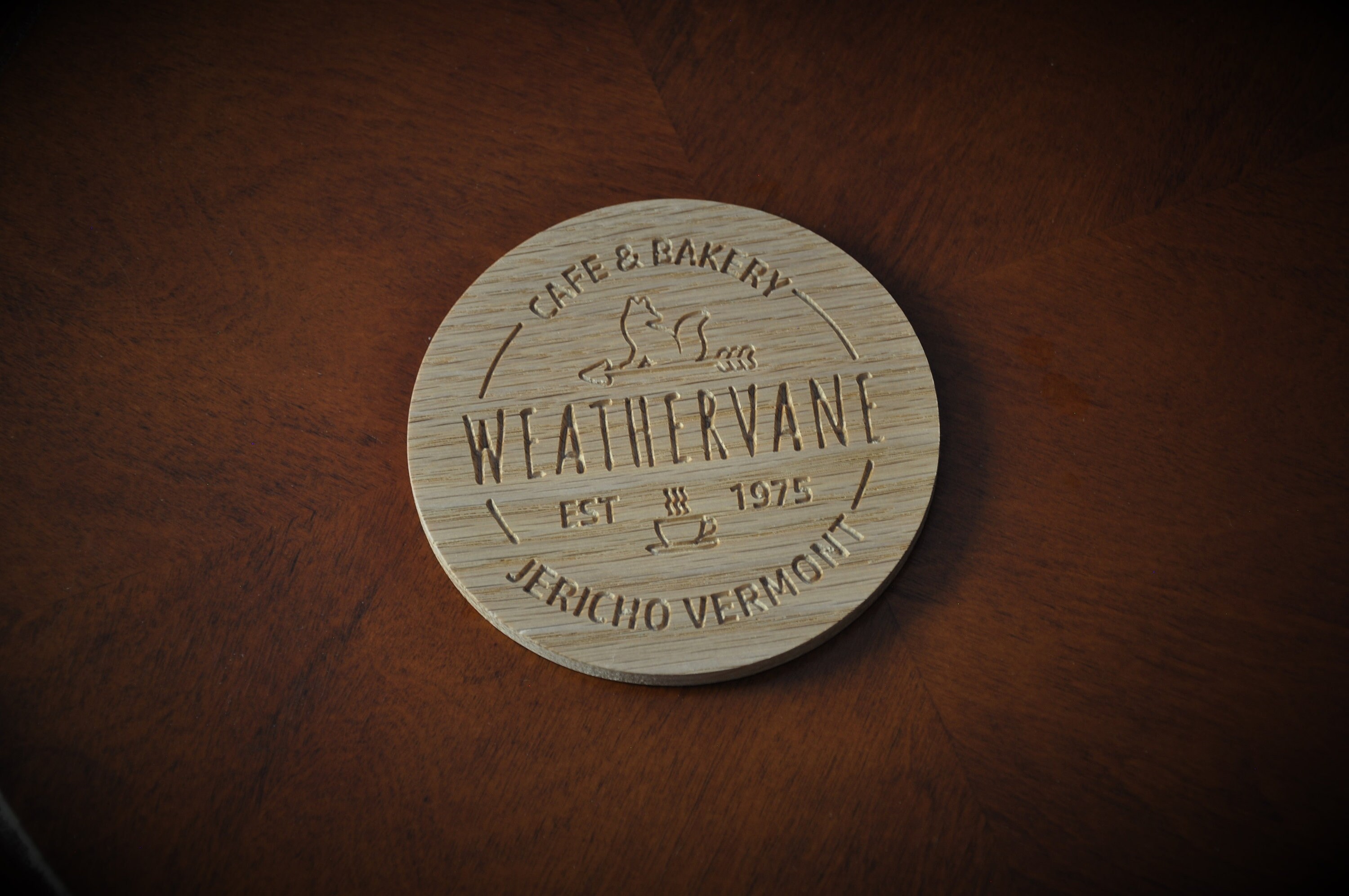 Wednesday Weathervane Cafe & Bakery Solid Wood Coaster Etsy