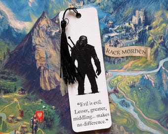 Geralt Witcher Bookmark – Laser Engraved Faux Leather – White Wolf Quote – Fantasy Gift for Book Lovers, Witcher Fans, RPG Readers