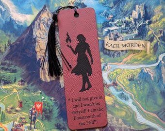Triss Merigold Witcher Bookmark – Red Faux Leather – Laser Engraved Quote – Fantasy Gift for Book Lovers, RPG Fans, Sorceress Art