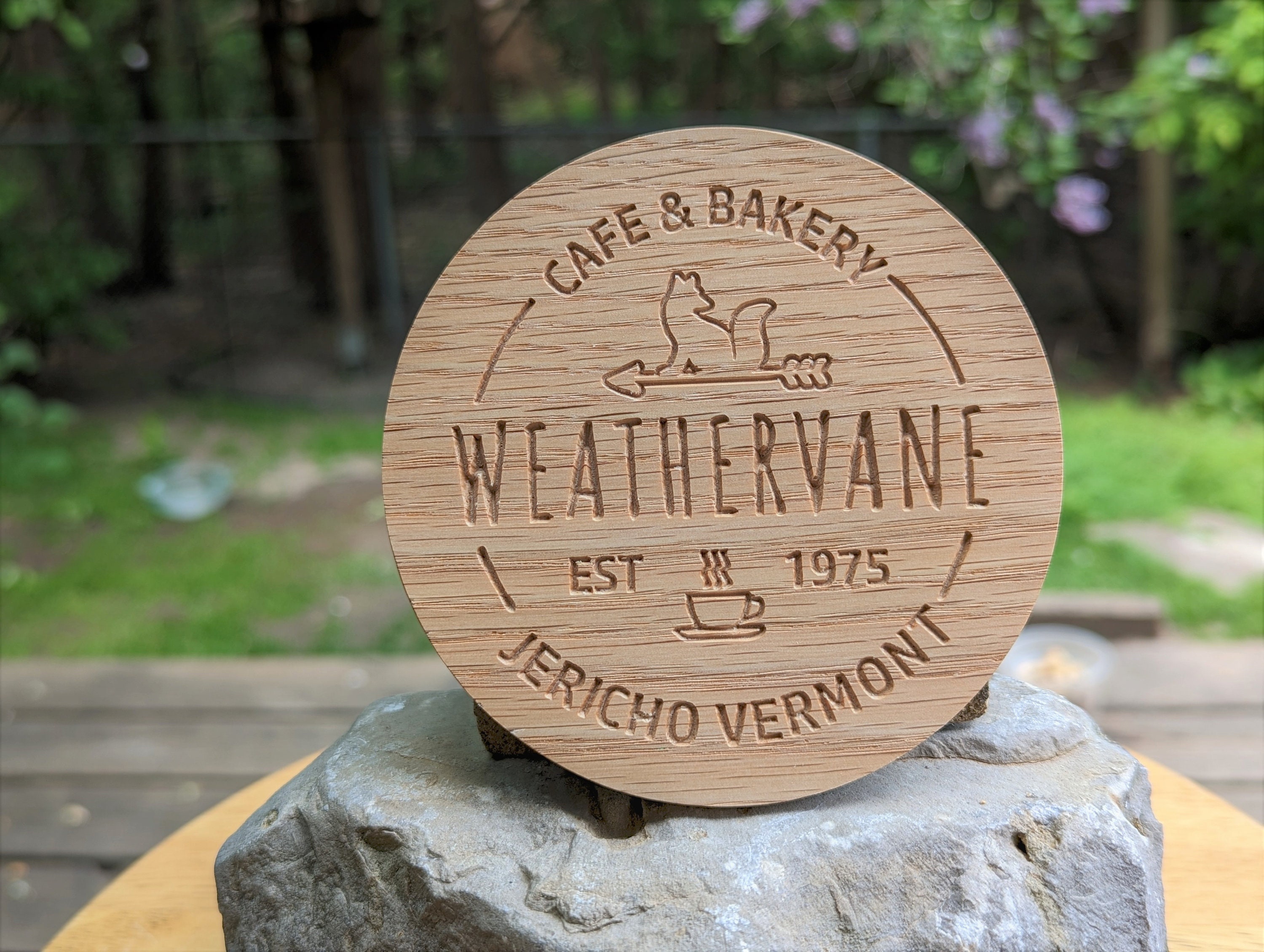 Wednesday Weathervane Cafe & Bakery Solid Wood Coaster Etsy