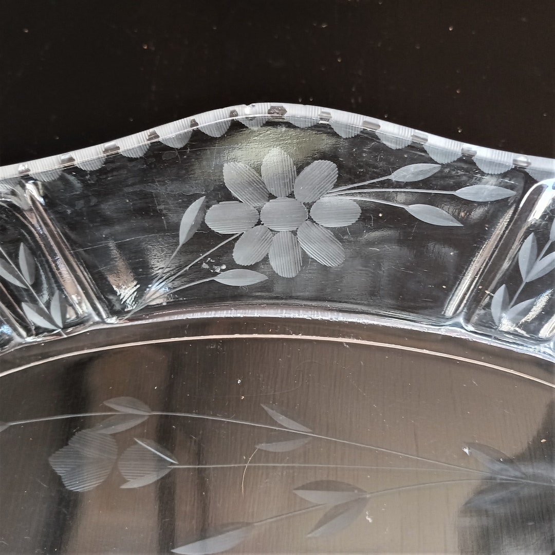 Etched Glass Serving Bowl From Early 1900's Etsy