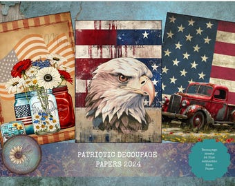 Patriotic Decoupage Rice Paper: USA Crafts, Scrapbooking, Journals, DIY