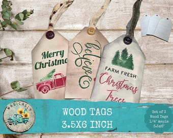 Maple Wood Gift Tags: DIY Craft Embellishments, Set of 3