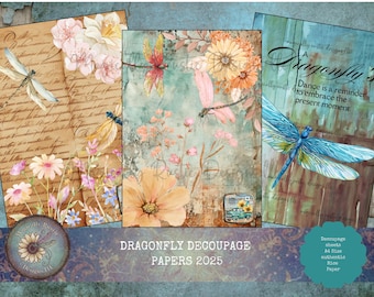 Dragonfly Decoupage Rice Papers: DIY Crafting, Scrapbooking, Journals