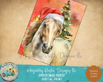 Christmas Horse - DIY Craft - Decoupage Paper (Digital Download)
