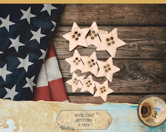 Star Buttons – 9 Pack | Craft Shapes | Farmhouse Bowl Fillers | DIY Country Decor