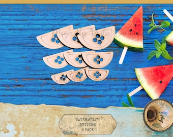 Watermelon Buttons – 9 Pack | Craft Shapes | Farmhouse Bowl Fillers | DIY Country Decor