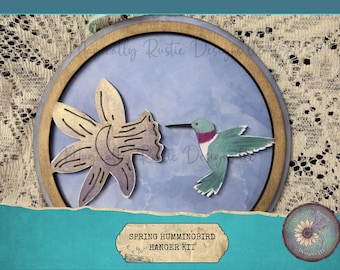 Spring Hummingbird Kit - 8" Unfinished Craft Hanger, Spring Decor