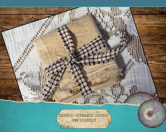 Coffee-Cinnamon Stained Muslin, Fat Quarter, Primitive Craft Supplies, DIY & Decor, Grunge Fabric