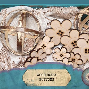 Wood Daisy Buttons – 9 Pack | Spring Craft Shapes | Farmhouse Bowl Fillers | DIY Country Decor