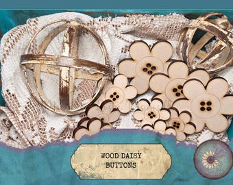 Wood Daisy Buttons – 9 Pack | Spring Craft Shapes | Farmhouse Bowl Fillers | DIY Country Decor