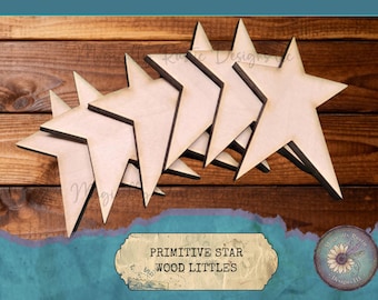 Wood Primitive Stars – 6 Pack |  Craft Shapes | Farmhouse Bowl Fillers | DIY Country Decor | Littles
