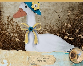 Country Wood Goose Kit | Rustic Goose Decor | Cottage Core Gifts | DIY Craft Kits