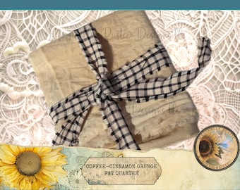 Coffee-Cinnamon Stained Muslin, Fat Quarter, Primitive Craft Supplies, DIY & Decor, Grunge Fabric