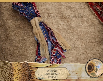 Patriotic Rag Ribbon Bundle | Craft Ribbon | Seasonal Fabric Strips | DIY Supplies