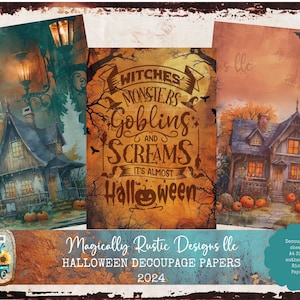 Halloween Decoupage Rice Paper: DIY Crafts, Scrapbooking (A4 Sheet 8.29x11.69 in