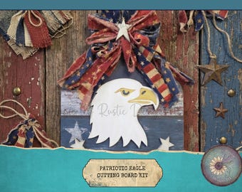 Patriotic Eagle Kit - 250th Anniversary Commemorative Decor - 12" Maple Wood Kit with Decoupage Paper