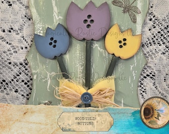 Tulip Buttons – 9 Pack | Craft Shapes | Farmhouse Bowl Fillers | DIY Country Decor