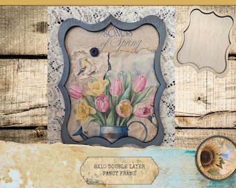 Double Layer Fancy Frame: Unfinished Maple Wood Frame, DIY Crafts, 8x10