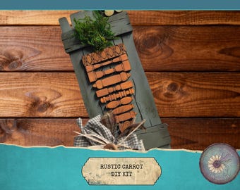 Rustic Spindle Carrot & Barn Board DIY Kit, Easter Kit, Craft Blanks, Spring Crafts