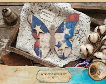 DIY Patriotic Butterfly Craft Kit – 8" Maple Wood USA 250th Anniversary Decor