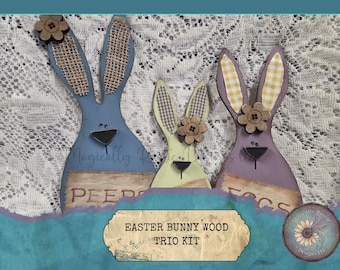 Easter Bunny Wood Craft Kit - Laser Cut Maple Wood - DIY Rustic