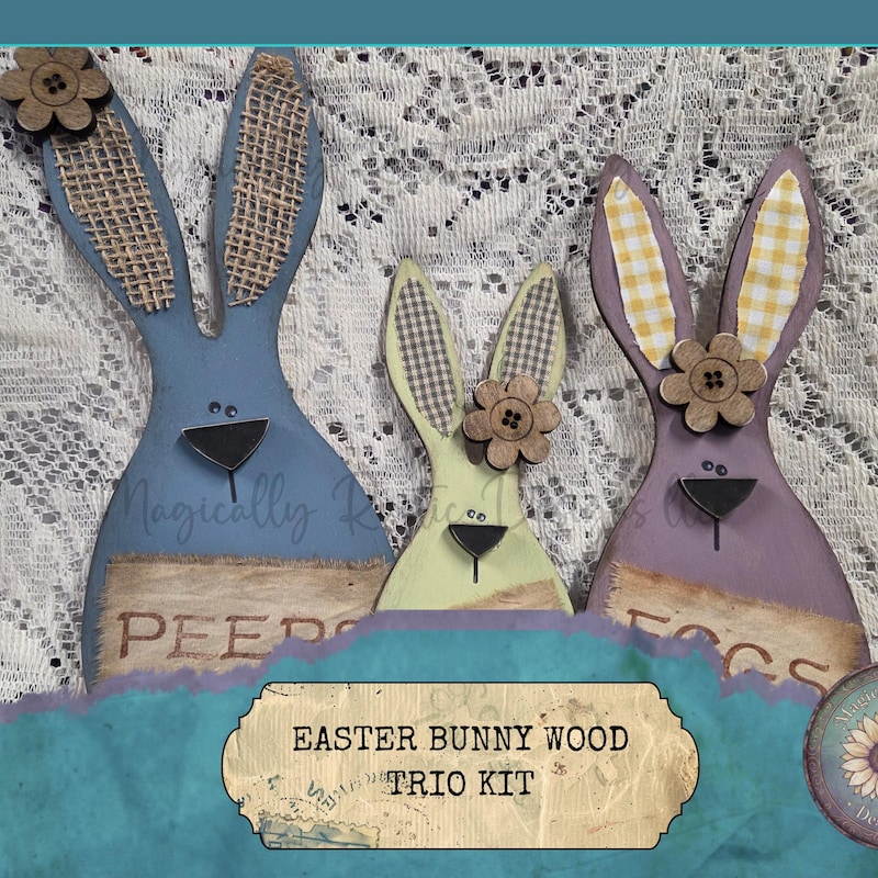 Wooden Bunnies Trio - Etsy