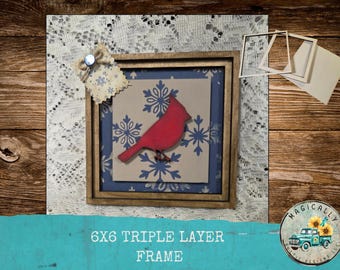 Square Wood Frame: Unfinished DIY Triple Layer 6x6