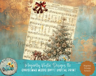 Christmas Music Sheet Print: DIY Crafts, Decoupage Paper (Digital Download)