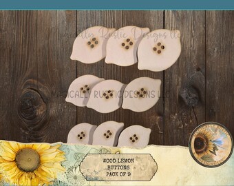 Lemon Buttons – 9 Pack | Craft Shapes | Farmhouse Bowl Fillers | DIY Country Decor