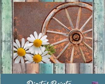 Rustic Wagon Wheel Digital Print: Country DIY Sublimation Design (PNG)