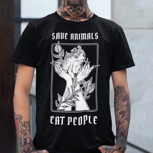 Save Animals Eat People T-Shirt - Vegan Gothic Shirt Witchy Animal Rights Toad Shirt Goblincore Grunge Gothic Clothing Dark Academia Witch