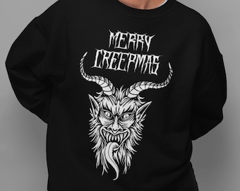 Merry Creepmas Krampus Sweatshirt - Gothic Horror Christmas Sweater