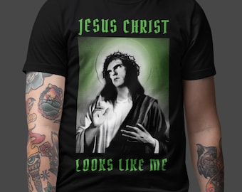 Jesus Christus sieht aus wie ich Unisex T-Shirt - Peter Steele Shirt Gothic Kleidung Typ O Negative Shirt Goth TShirt Lustiges Jesus Christus T-Shirt