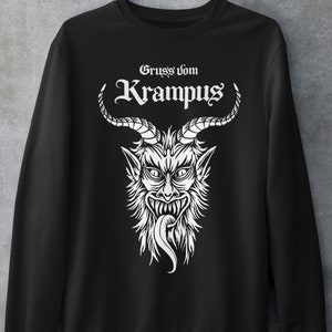 Krampus Sweatshirt Gruss vom Krampus Shirt Black Horror Christmas Sweater Goth Xmas Merry Krampus Sweatshirt Christmas Shirt Yule Sweatshirt