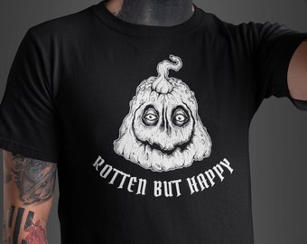 Rotten But Happy Shirt: Gothic Macabre Pumpkin Tee