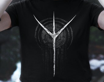 Algiz Rune T-Shirt – Norse Pagan Protection Symbol, Witchy Gothic Tee