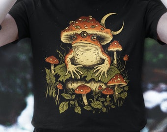 Mushroom Toad T-Shirt: Psychedelic Cottagecore Witchy Tee