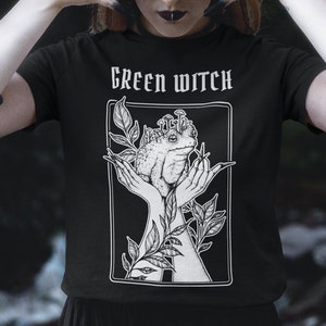 Green Witch Shirt - Cottagecore Goblincore Shirt Witch Vibes Garden Witch Occult Shirt Dark Aesthetic Wicca Shirt Toad Lover Gothic Clothing