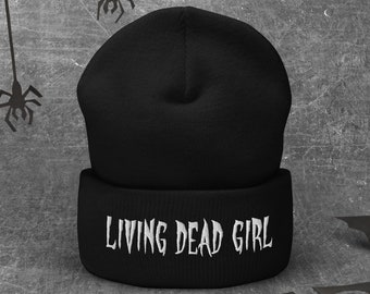 Living Dead Girl Beanie - Gothic Beanie Embroidered Beanie Gift For Her Goth Girl Horror Fan Beanie Gothic Girl Beanie Dead Inside Beanie