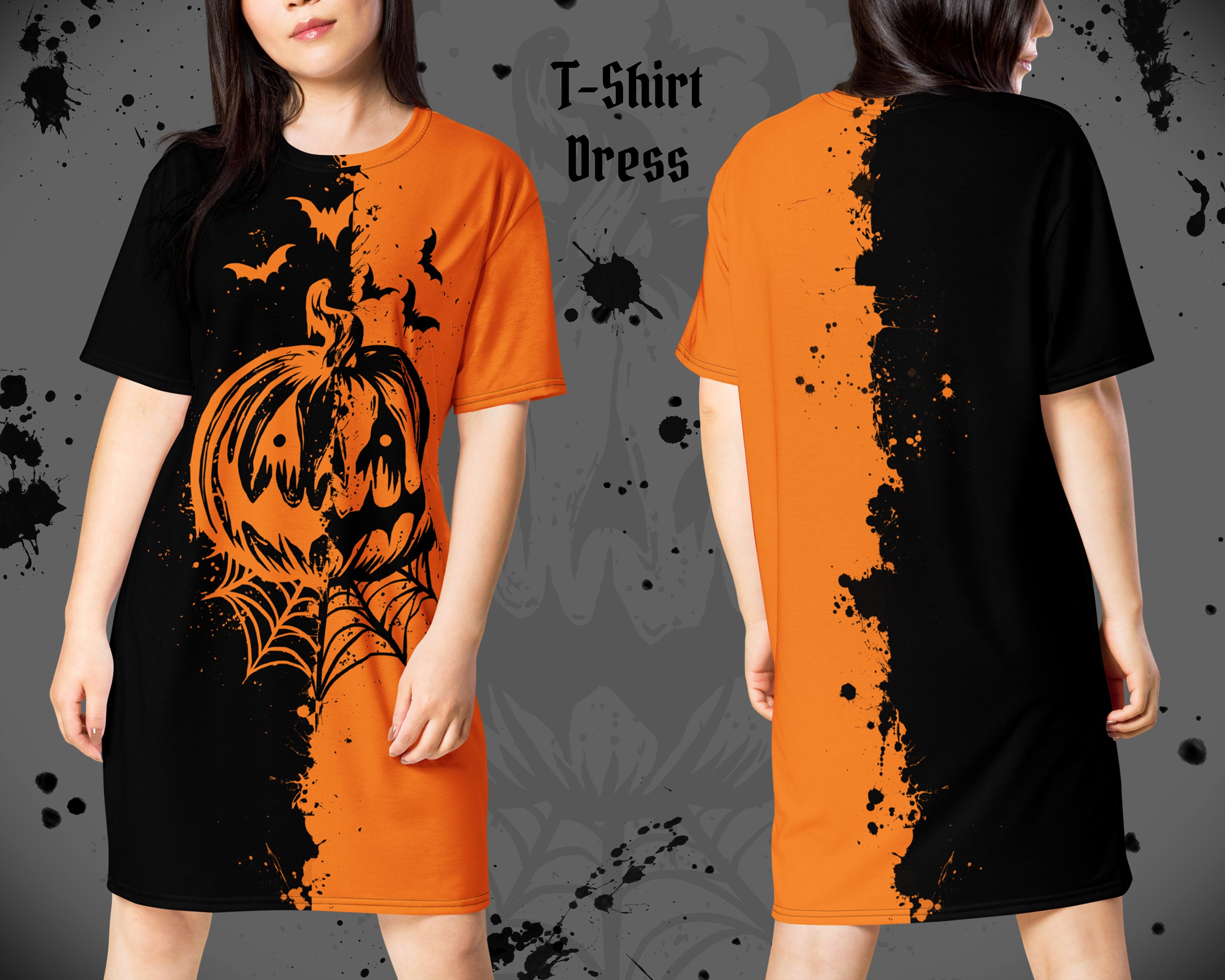 Orange Jack'o'lantern T-shirt Dress - Halloween Shirt Spooky Pumpkin Gothic  Shirt Goth Clothing Spooky Vibes Spiderwebs Dress Horror Lover - Etsy