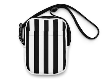 Black and White Striped Crossbody Bag: Gothic Punk Fashion