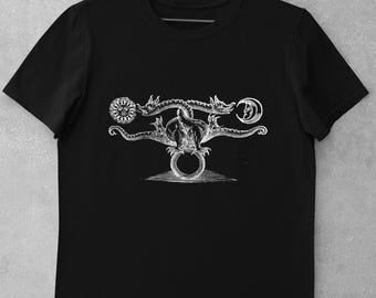 Camiseta de dragón medieval: diseño celestial gótico de Castlecore