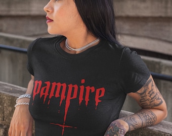 Vampyr-T-shirt: Blodig gotisk t-shirt, läskig Halloween-tröja