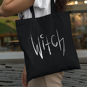 Witch Tote Bag Gothic Tote Witchy Aesthetic Occult Pagan Bag Wicca Tote Moon Alternative Tote Dark Academia Witchy Gift for Witches & Goths