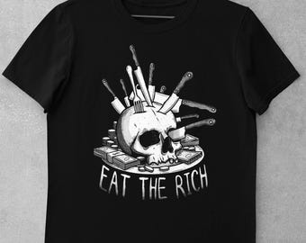 Eat the Rich T-Shirt: Gothic Punk Skull Anti-Capitalist Tee