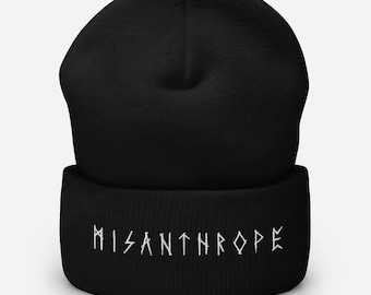 Misanthrope Runes Beanie - Bestickte Dark Art Mütze