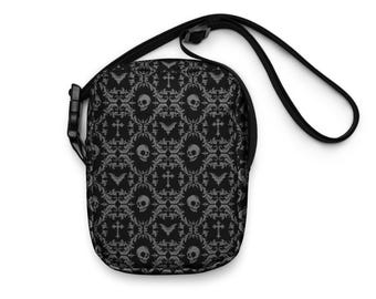 Gothic Crossbody Bag: Victorian Skull Pattern, Alternative Fashion
